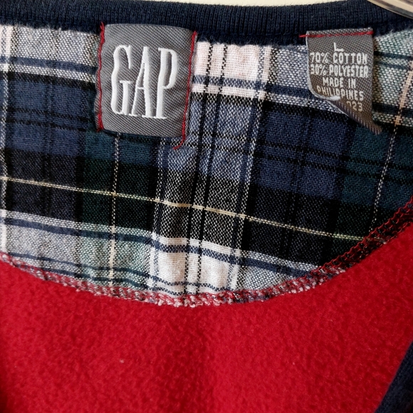 GAP Men's Vintage Red & Blue Cardigan Sweater with Embroidered Lettering - Picture 3 of 10